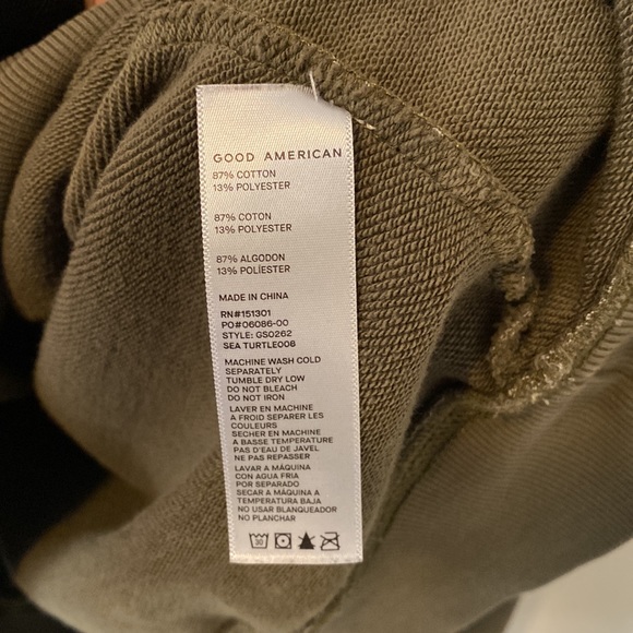 Good American Khaki Drop Shoulder Long Wide Sleeve Crewneck Sweatshirt - Picture 11 of 16